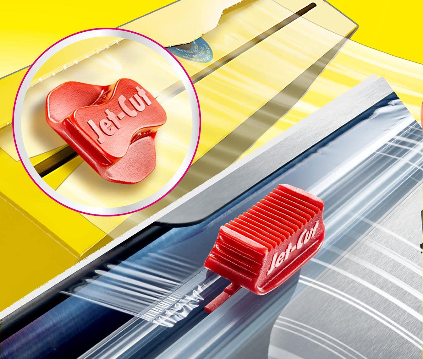 Film alimentaire Jet-Cut à découper, format consommateur 30 cm x 120 m, transparent, conditionnement de stockage de 3 pièces par lot