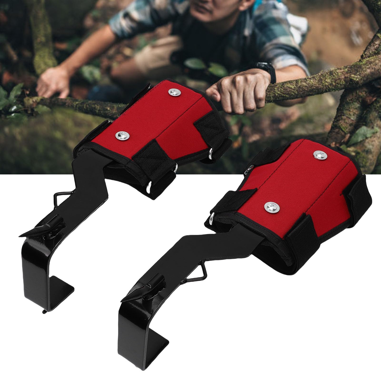 Focket Pointes d'escalade d'arbre, 1 Paire de Matériel d'escalade d'arbre Réglable en Plein Air avec Sangles et Gants, équipement D'arboriste en Acier Inoxydable pour Grimpeurs