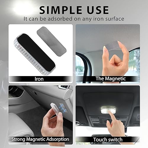Miniatura 2 de LivTee 2 luces LED inalámbricas para el interior del automóvil pequeño, recargable por USB, luz nocturna LED para decoración del automóvil,