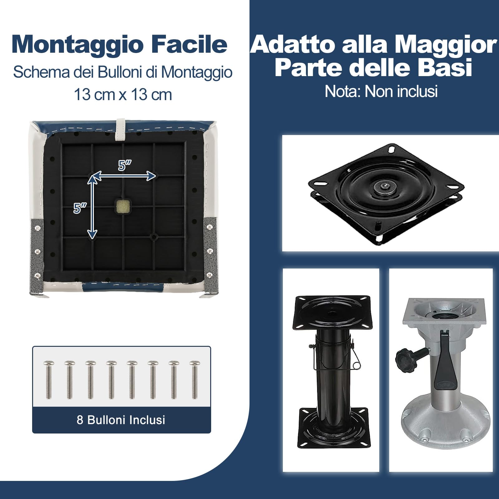 GYMAX Set di 2 Sedili da Barca Pieghevoli, Sedie da Barca Imbottite con Schienale Ergonomico Bassa, Resistenti alle Intemperie, Adatte per Yacht, Barca da Pesca (Blu)