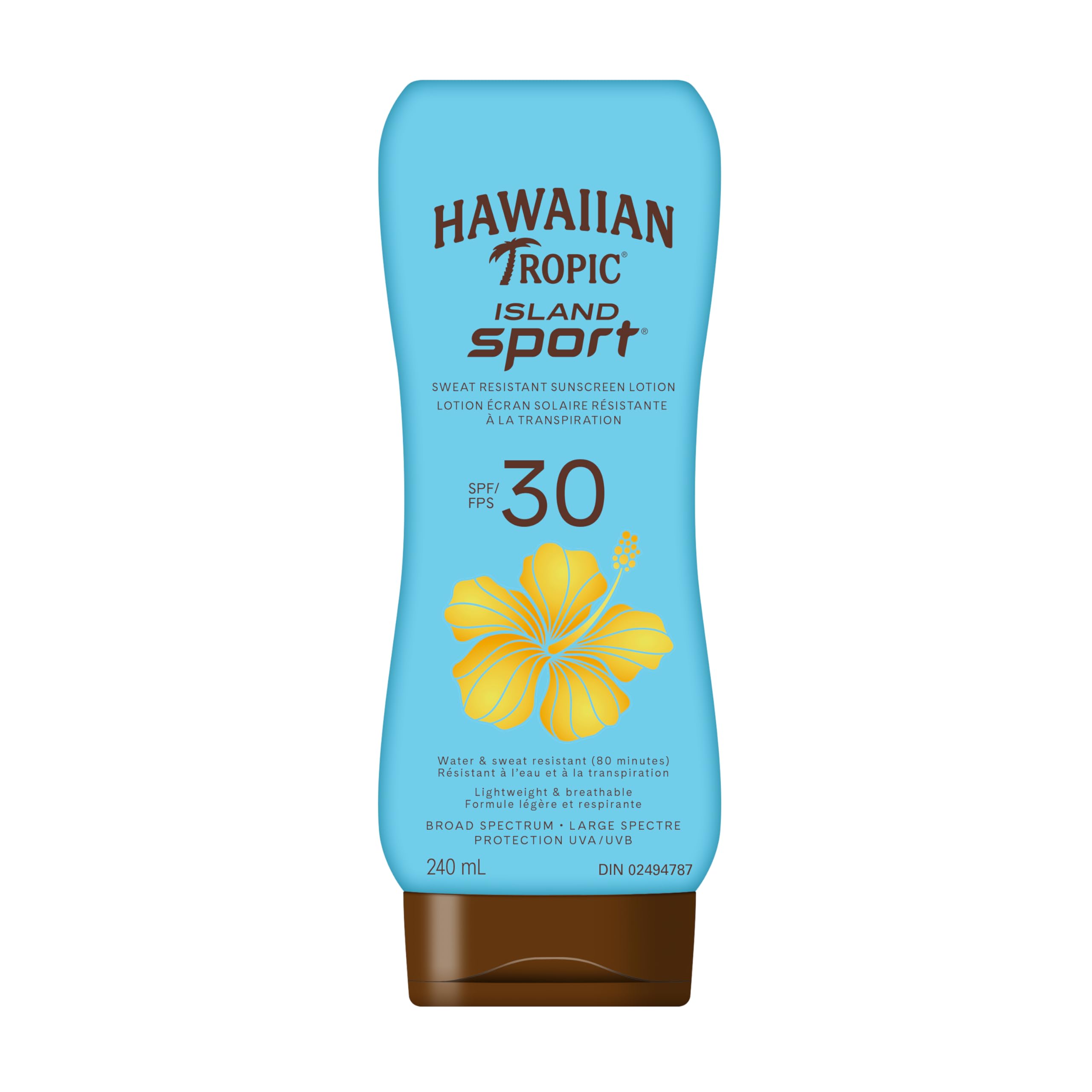 Hawaiian Tropic Island Sport Lotion Sunscreen SPF 30, 240mL | Hawaiian Tropic Sunscreen SPF 30, Sunscreen, Broad Spectrum Sunscreen, Water Resistant Sunscreen, 240mL
