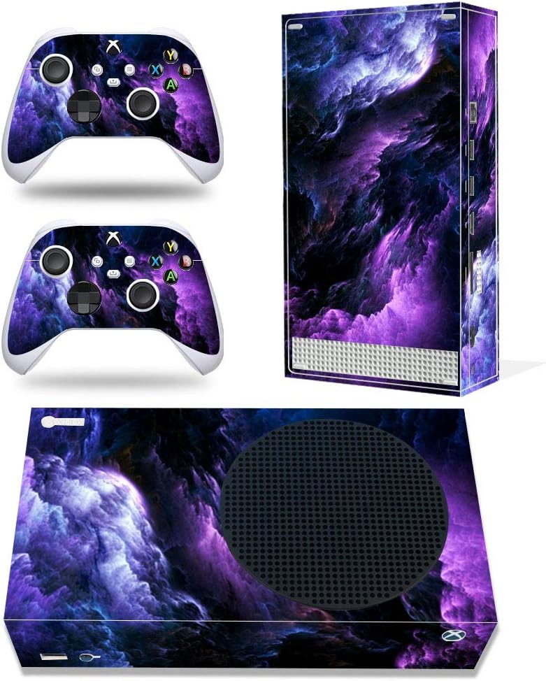 Whole Body Protective Vinyl Skin Decal Cover for Microsoft Xbox Series S Console, Xbox Series S Skins Wrap Sticker with Two Free Wireless Controller Decals - Purple Universe