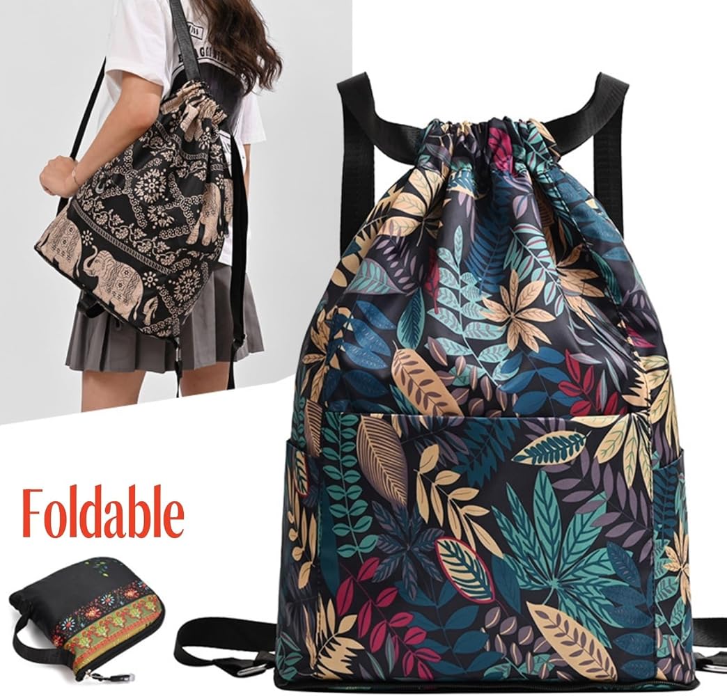 Sac à Dos Pliable Avec Cordon De Serrage – Grande Capacité, Compartiments, Léger, Imperméable, Unisexe, Sport/Voyage