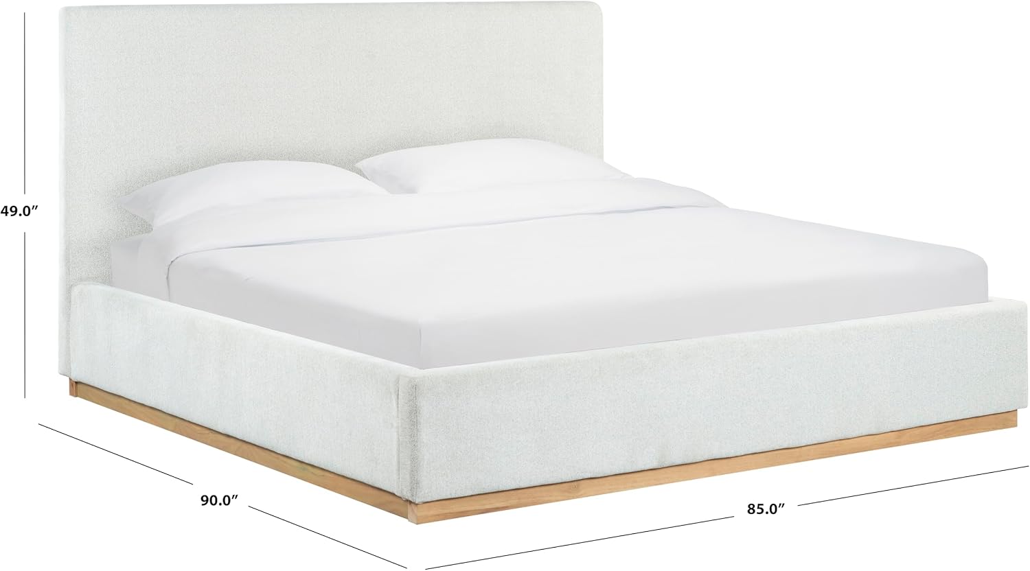 SAFAVIEH Couture Collection - Pippin Grey Chenille Upholstered King Bed with Headboard, No Box Spring Required (SFV5063C-K)