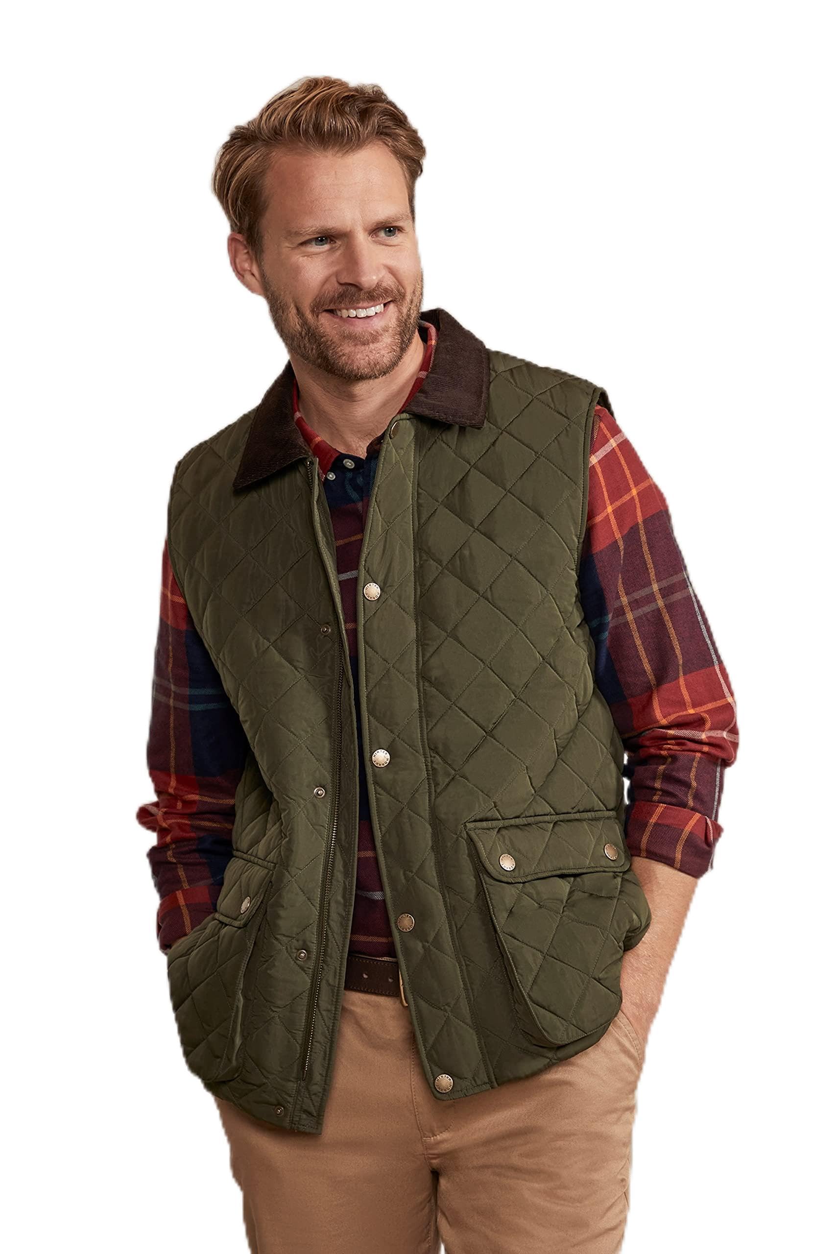 Hinter + Hobart Berwick Mens Quilted Gilet Khaki XS