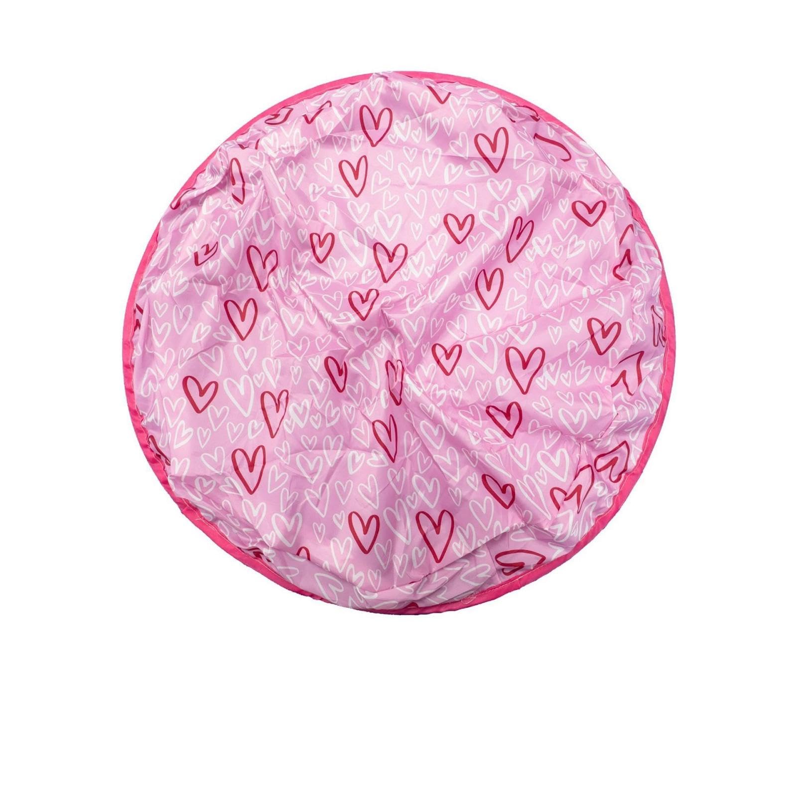 Der interaktive Katzenspielzeugball von Giociv rollt schnell in der Tasche, Spielmatte für den Innenbereich, Verstecken und Suchen (rosa Liebesherz + Spielzeugball, 69,8 x 69,8 cm)
