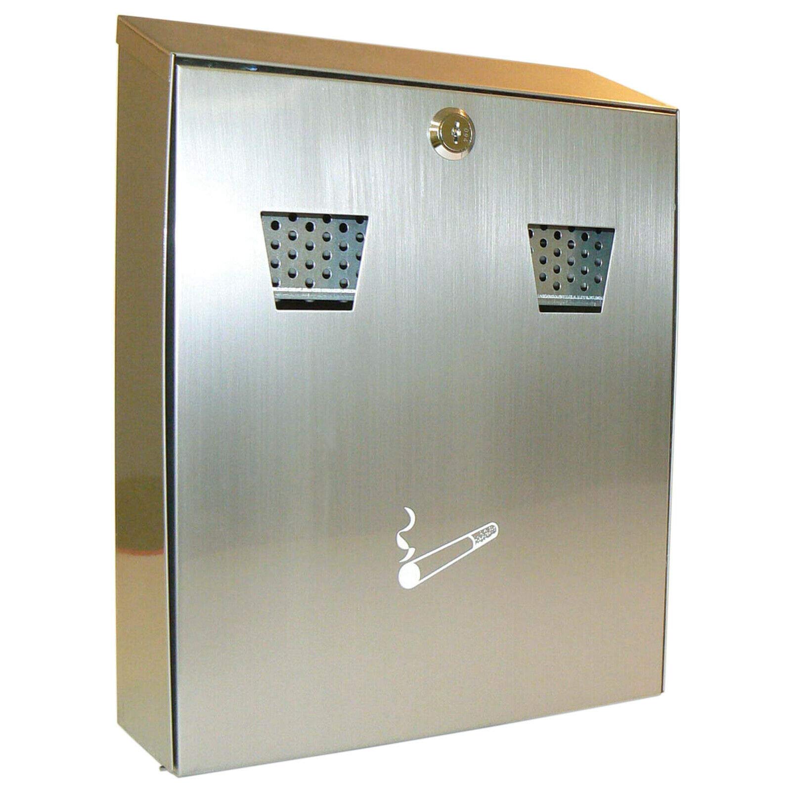 We Can Source It Ltd - Stainless Steel Cigarette Bin Wall Mounted Lockable Ash Bin Bar Pub