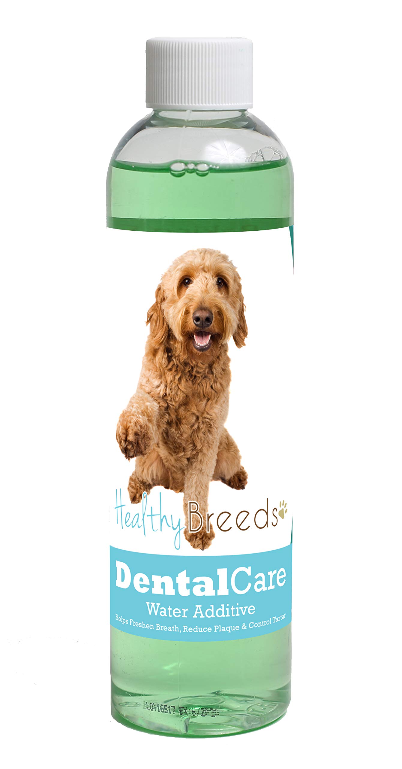 Healthy Breeds Dog Dental Care Water Additive for Goldendoodle, Brown - OVER 200 BREEDS - Helps Freshen Breath Reduce Plaque &amp; Control Tartar - Mint Flavor - 8 oz