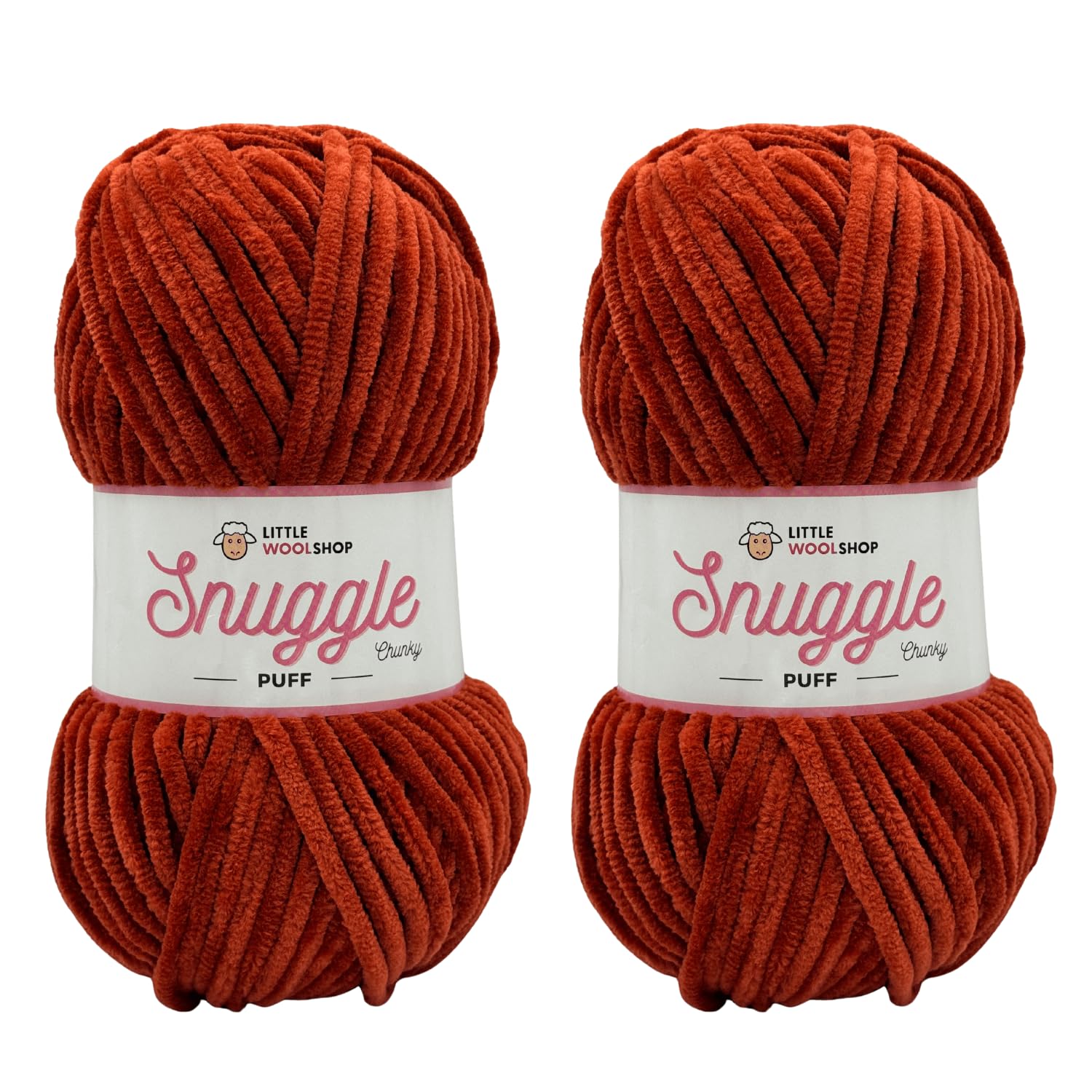 LittleWoolShop Snuggle Puff Chunky Chenille Yarn 100g - 100% Supersoft Polyester (Cayenne Pepper 4325, Pack of 2)