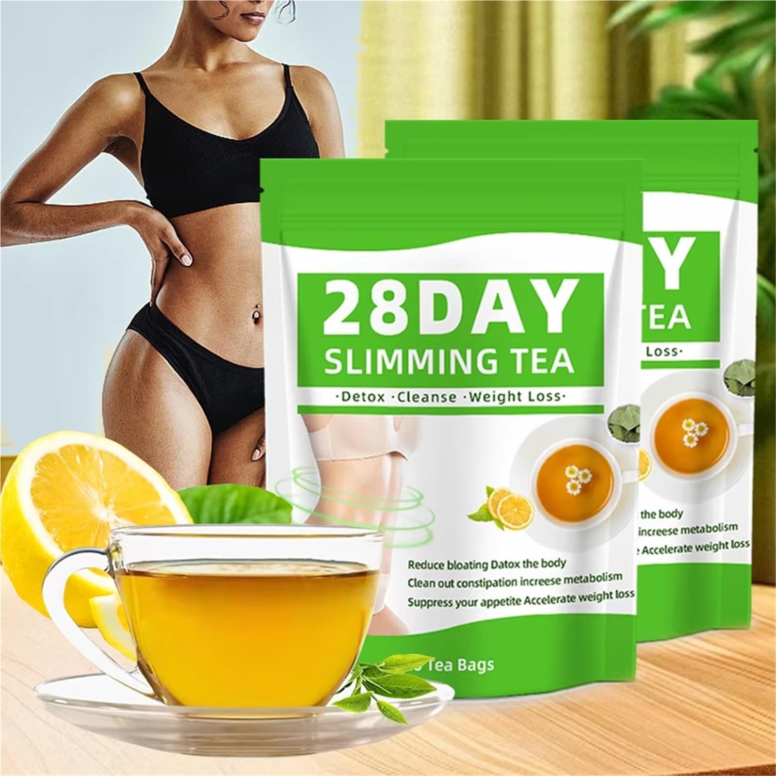 28-dniowe Torebki Z Herbatą Odchudzającą Dla Kobiet – Naturalna Zielona Herbata Ziołowa, Delikatny Detoks I Kontrola Wagi(3PCS)