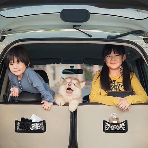 Miniatura 6 de 10 unidades de 2 tamaños de redes para teléfono de bolsillo de automóvil, bolsa de red de almacenamiento universal para asiento lateral de automóvil