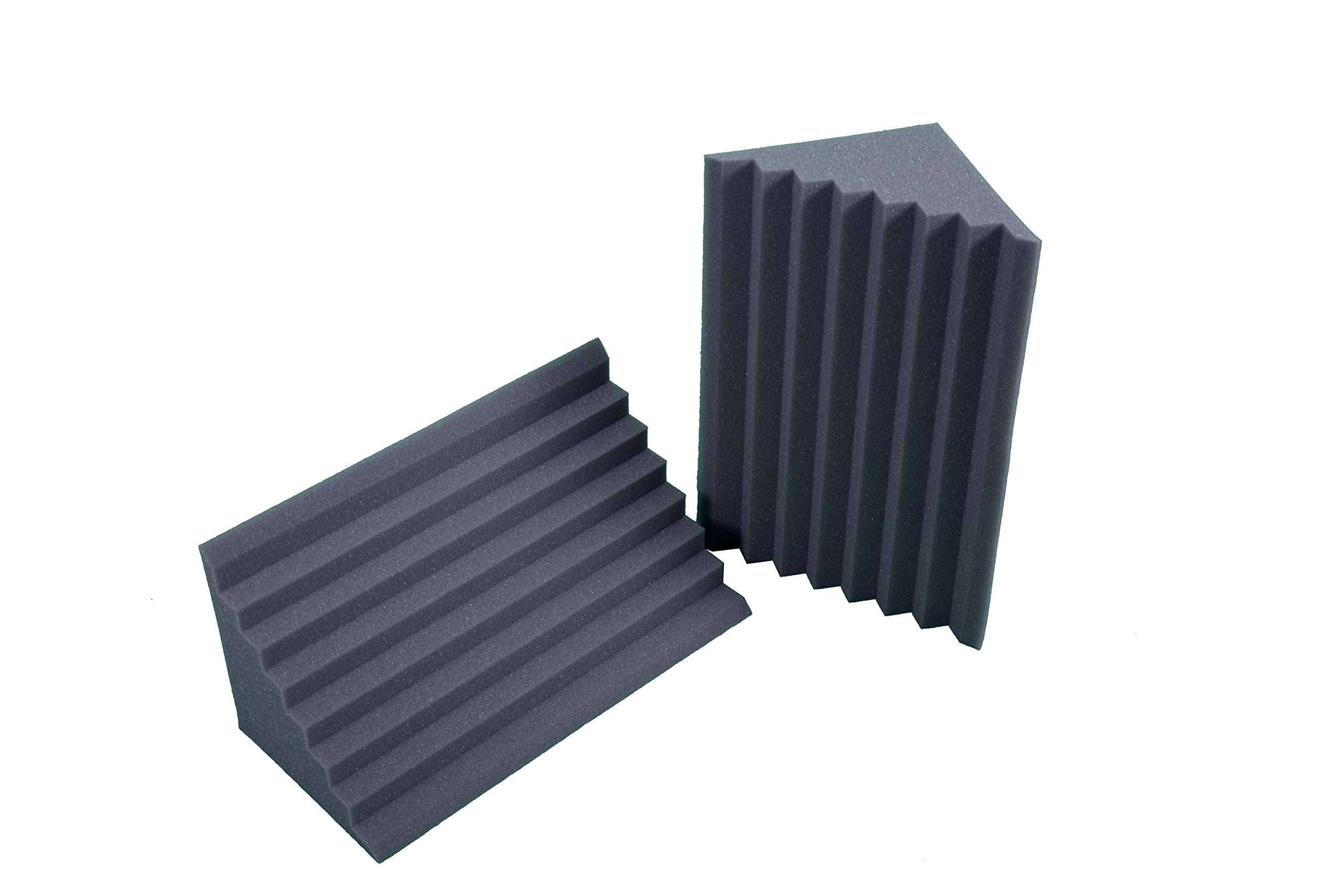 Keyhelm | Pannelli Fonoassorbenti (Pacco 10 Piramidali 50x50x6 D25) + 4 Basstrap Scanalato H50 D25 (2,5 mq + 4angoli) | Kit Correzione Acustica | Medio-alte Frequenze + Bassi | Studi di registrazione