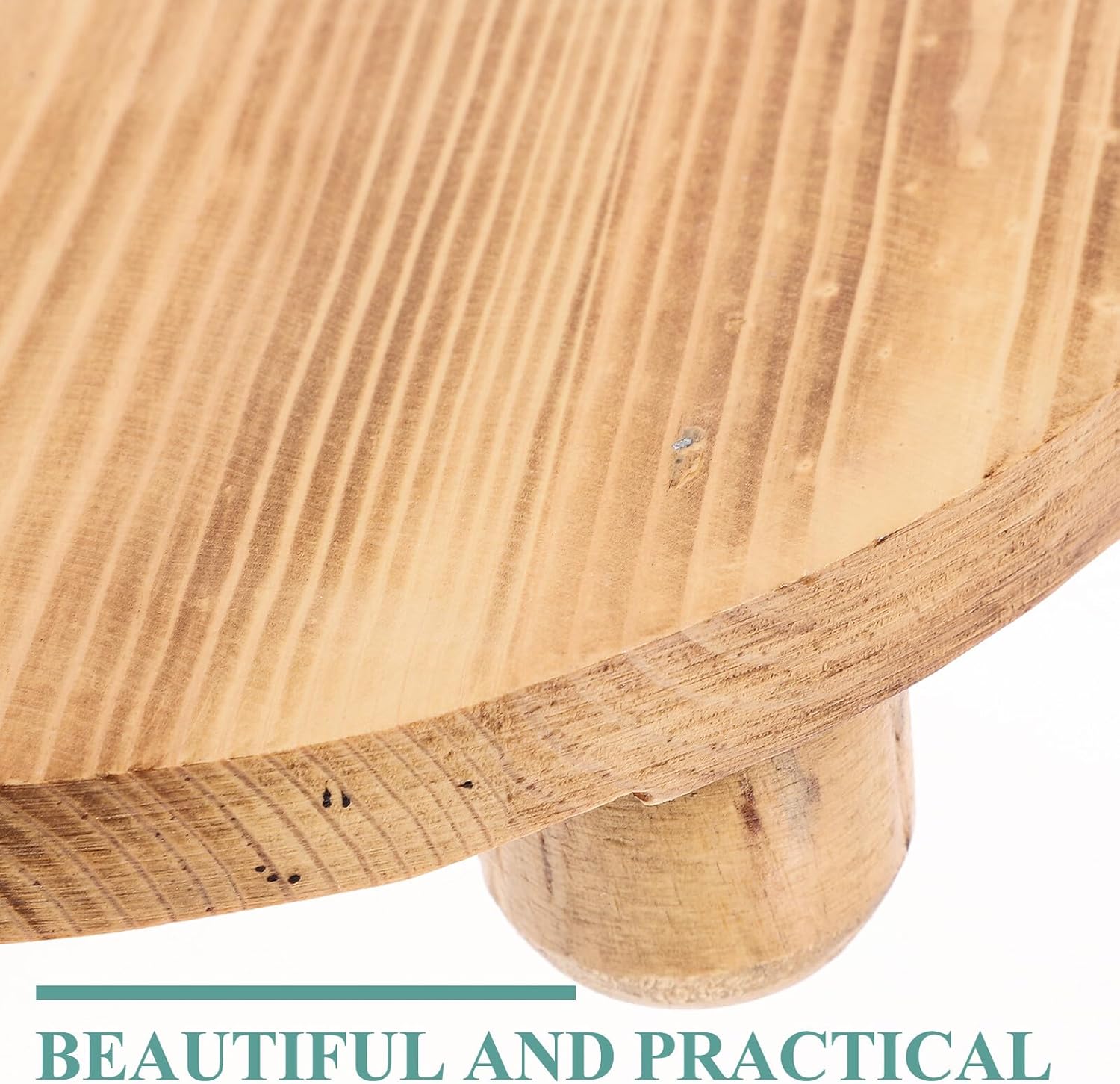 2pcs Wooden Flower Pot Holder Plant Stand Indoor round Rustic Display Pedestal Base for Planters Balcony and Living Room Use