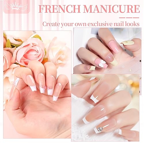 Miniatura 8 de BOMOQING - Sellos de uñas de silicona de tamaño ajustable, 2 sellos de uñas de punta francesa con 2 raspadores, herramienta de uñas de punta