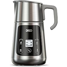 Dreo Milk Frother, All-in-1, 27oz/800ml Hot/Cold Electric Foam Maker for Coffee, Latte Art-level Microfoam, Automatic Milk Warmer, Dairy/Plant-Based Milk, Dishwasher Safe, Black Silver