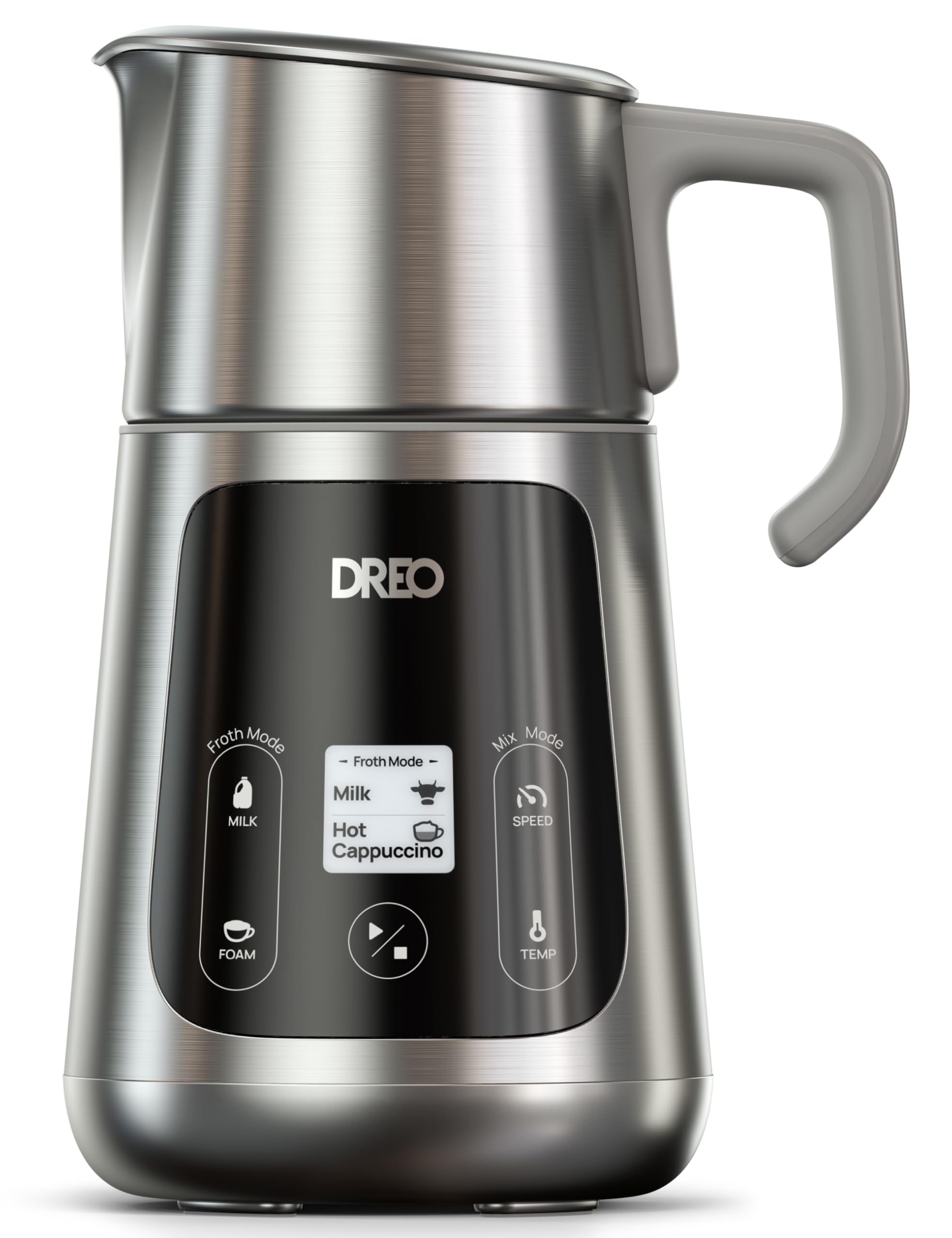 DreoAll-in-1 BaristaMaker Milk Frother, Electric Foam Frother for Latte Art Microfoam and Coffee, 15oz/450ml Automatic Milk Warmer with 30 Drinks, Dishwasher Safe, Dairy/Plant-Based Milk