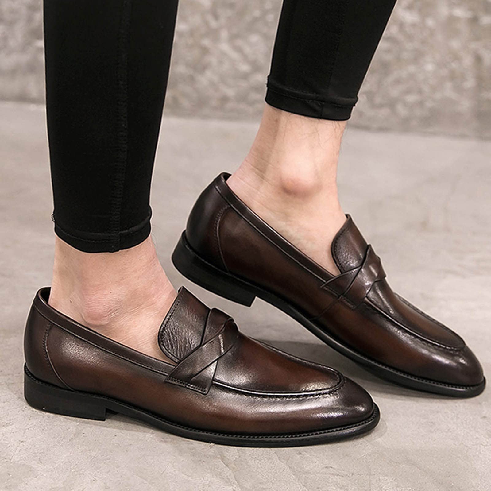 Zapatos De Hombre: Zapatos Negocios Piel Calzado Sapatos Sin Cordones Comodos Zapatos De Brogue Mocasines Zapatos Boda Colegio Cuero Zapatos De Vestir Zapatos Vestir Negro