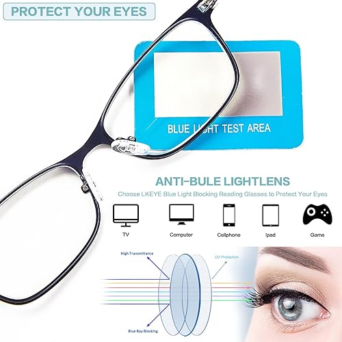 Miniatura 5 de Gafas de lectura bifocales para mujer, bloqueo de luz azul con parte superior transparente, lector de computadora, marco de metal ancho, elegantes