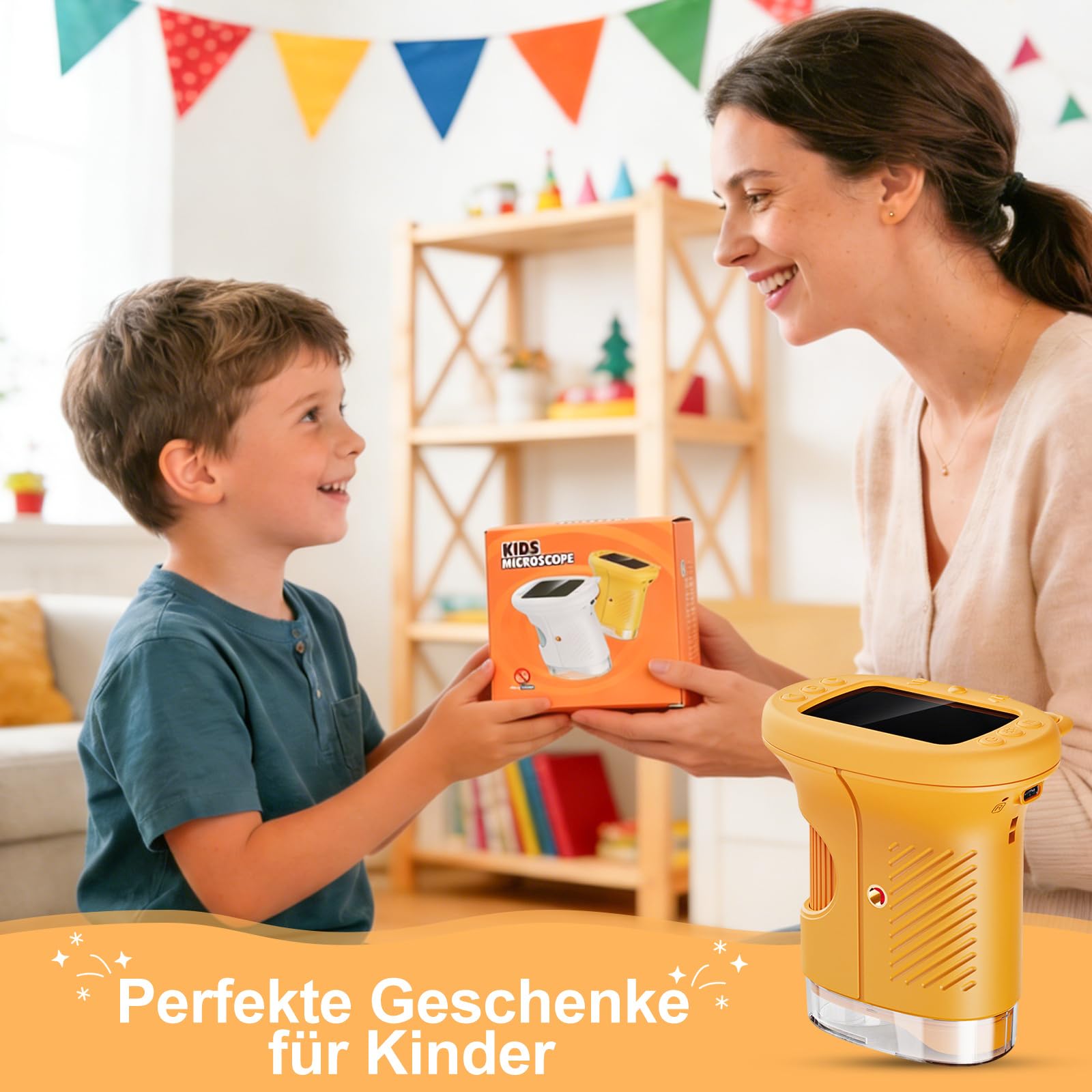 1000x Mikroskop für Kinder Handheld Digitales, Kinder Mikroskop mit 2,0'' IPS Bildschirm, Tragbares Mini Mikroskop für Outdoor Entdeckung, STEM Lernspielzeug, Geschenk für Jungen und Mädchen 4–12