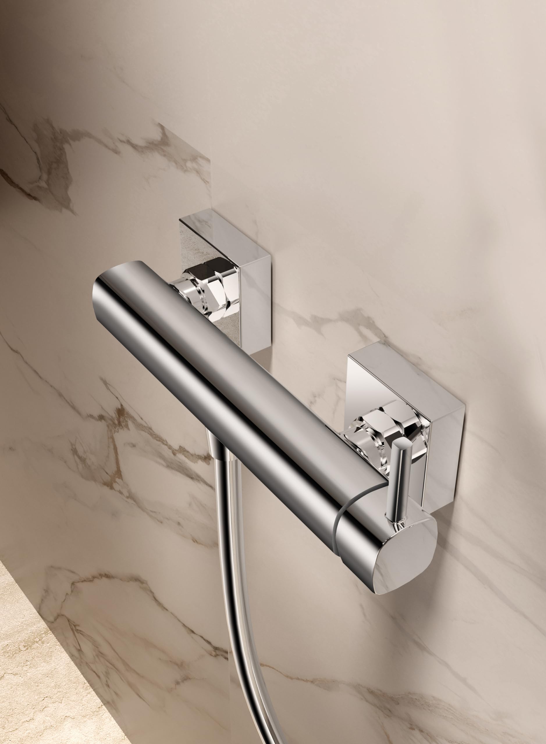 Grifo Ducha Monomando Baño Diseño Moderno con Kit Completo Flexo 1,8 m y Mango | Grifo Bañera y Ducha Latón Anticorrosión Cartucho Cerámico | Grifería Ducha | IMEX Toscana BDT064-5(Cromo)
