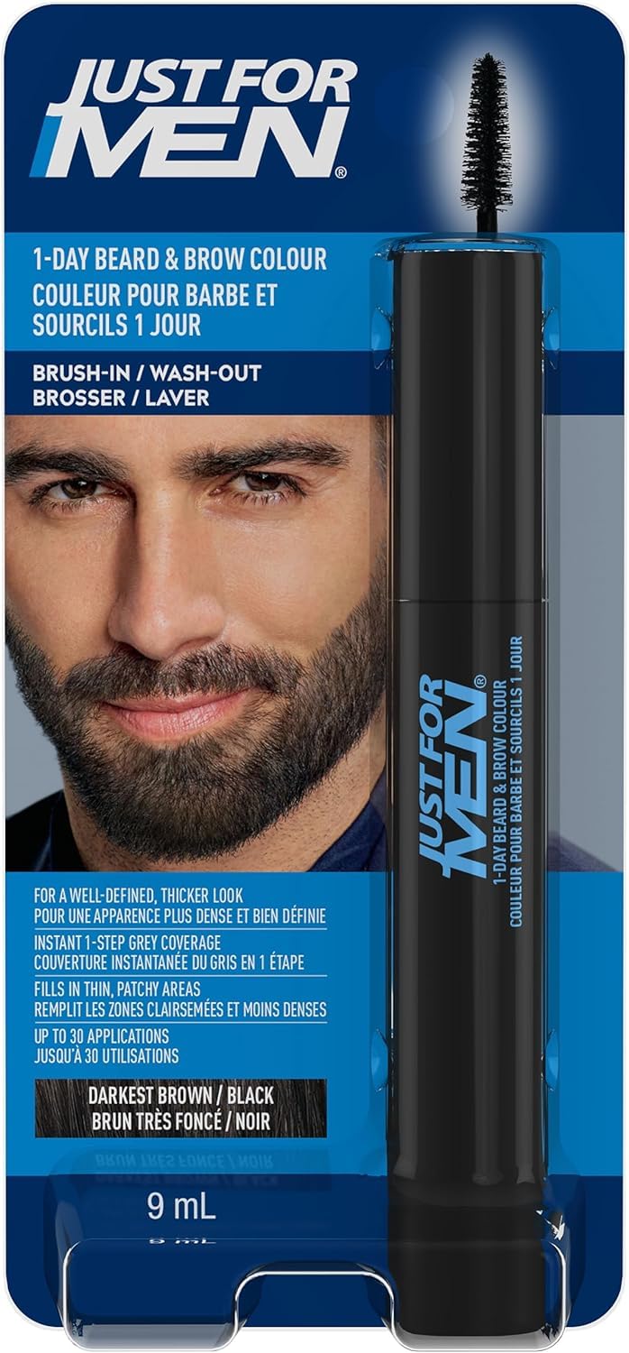 Just for Men Retoque Instantanéo De Canas, Color Temporal Para Un Aspecto Más Voluminoso Y Bien Definido, Hasta 30 Aplicaciones, Negro