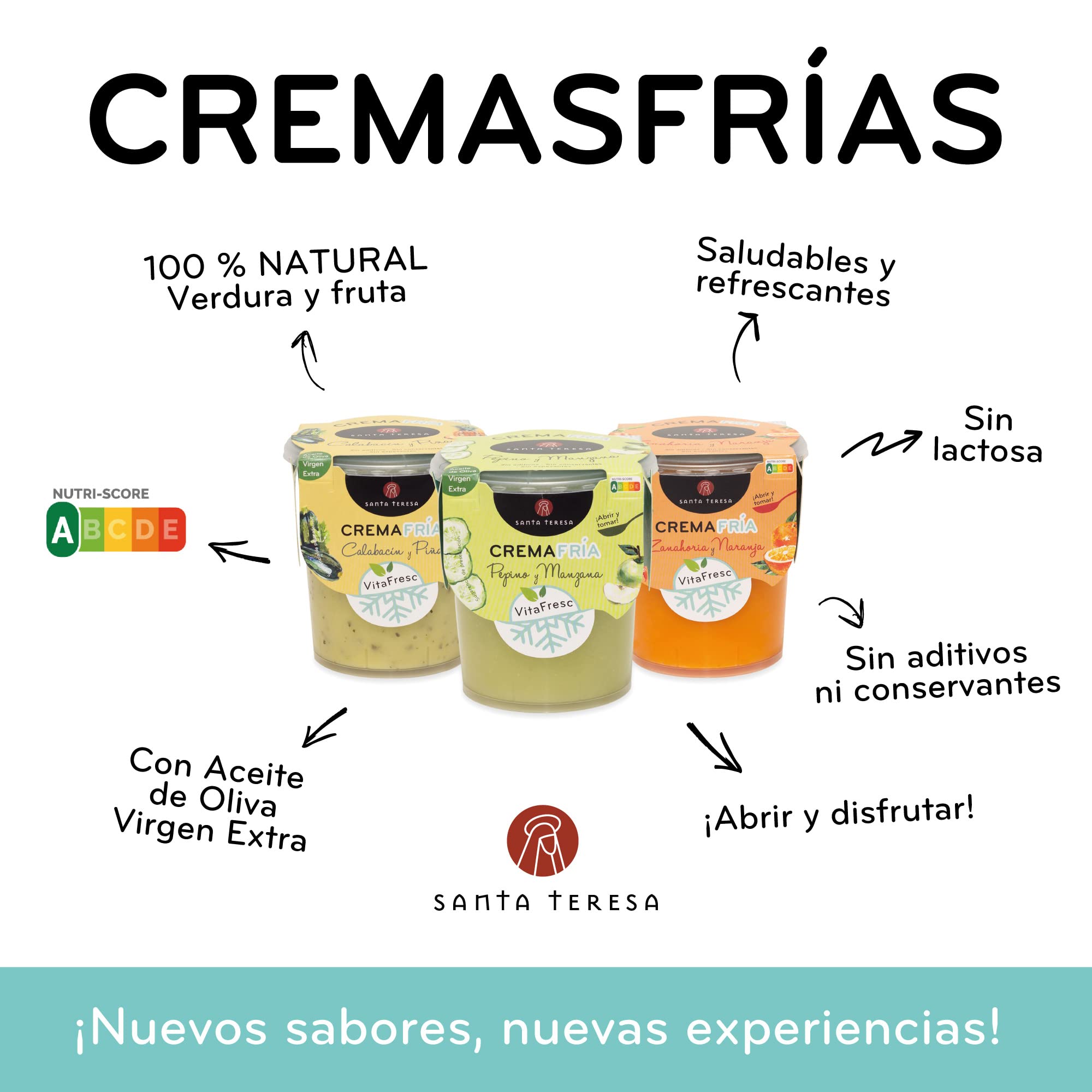 Santa Teresa - Pack de 6 Cremas Frías de Pepino y Manzana. 2.400ml