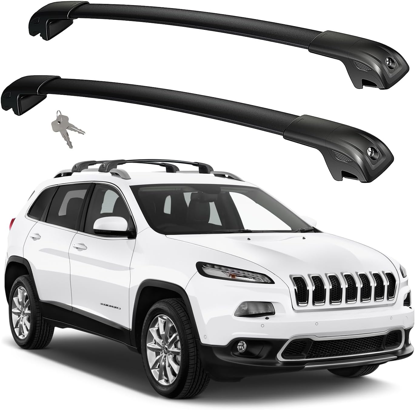 300lbs Roof Rack Cross Bars Compatible with Jeep Cherokee 2014-2023 (Not for Jeep Grand Cherokee), Aluminum Lockable Car Roof Rails Crossbar for Rooftop Cargo Luggage Kayak Canoe Bike Snowboard