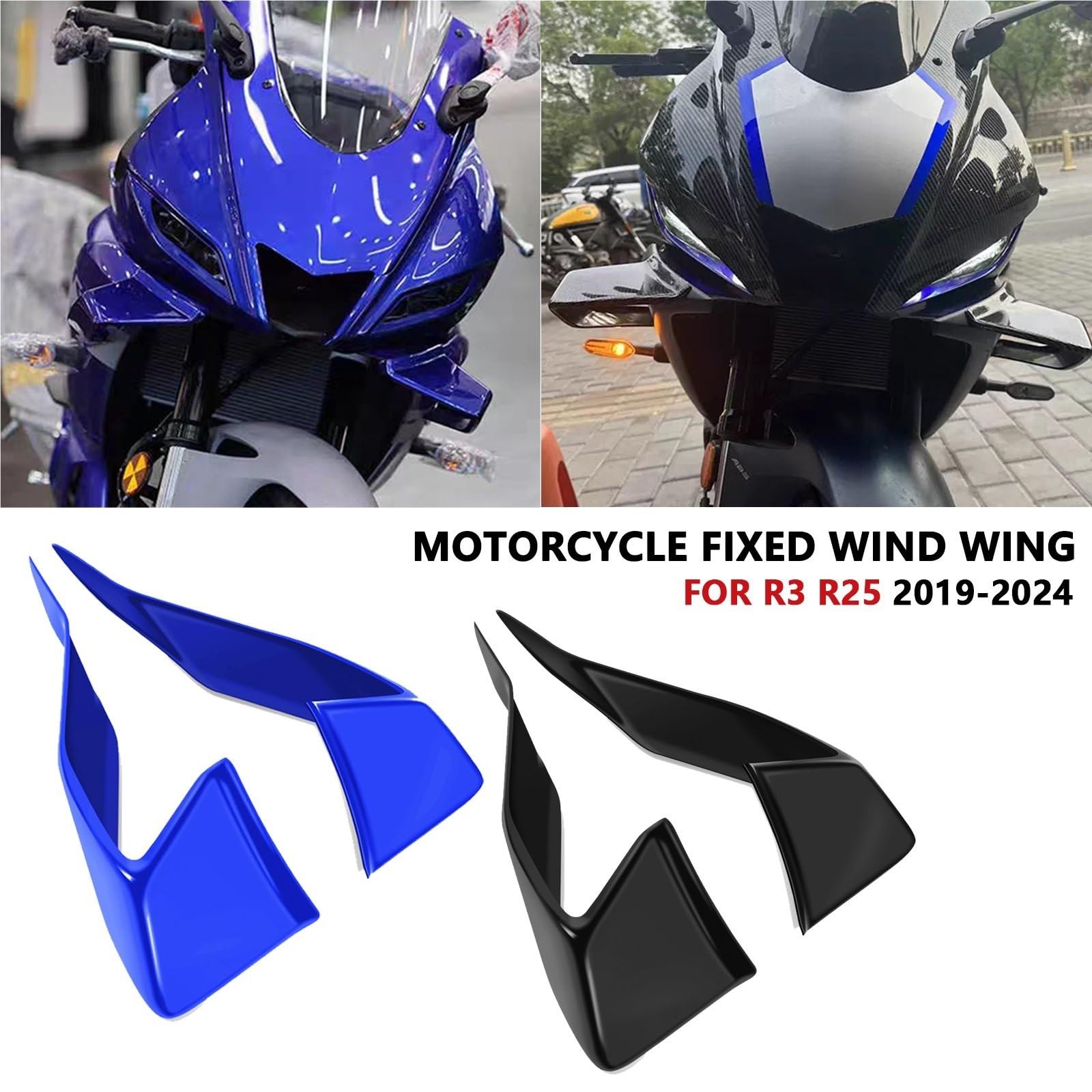 Front Bumper Splitter dachowy Pasuje do YZFR3 YZFR25 YZF R3 R25 2019-2025 Downforce Naked Frontal Spoilers Winglet Aerodynamic Wing