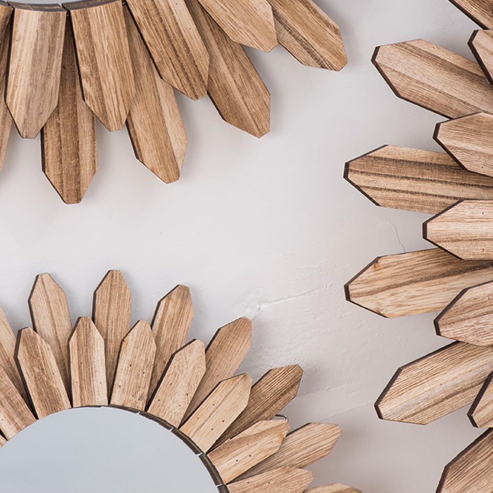 Espejo Bohemio de Madera Rústica para Colgar en pared, Espejo Decorativo Redondo de Dormitorio y Sala (#2)