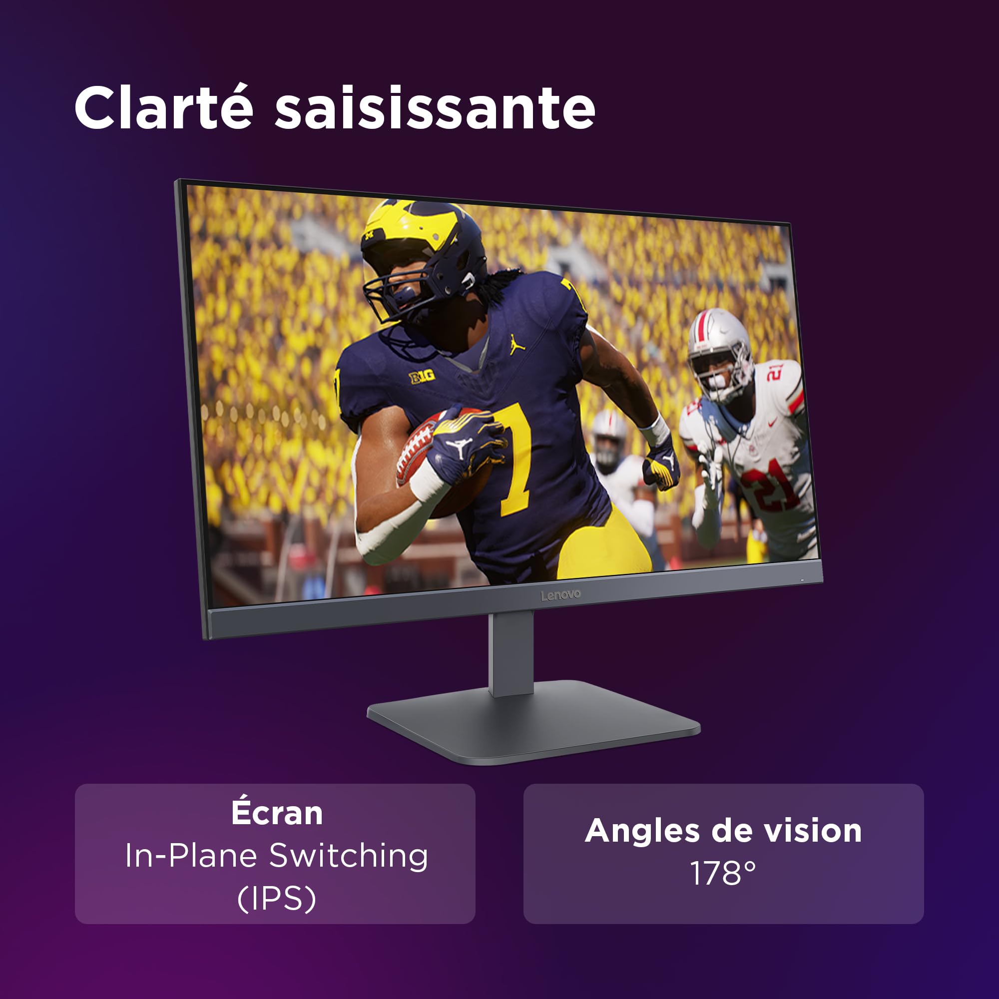 Lenovo LOQ 24-10 - Écran 23.8'' FHD (1920x1080, IPS, 200 Hz, 0.5 ms, 2X HDMI+DP, 99% sRGB, Cable HDMI) - Gris Lunaire