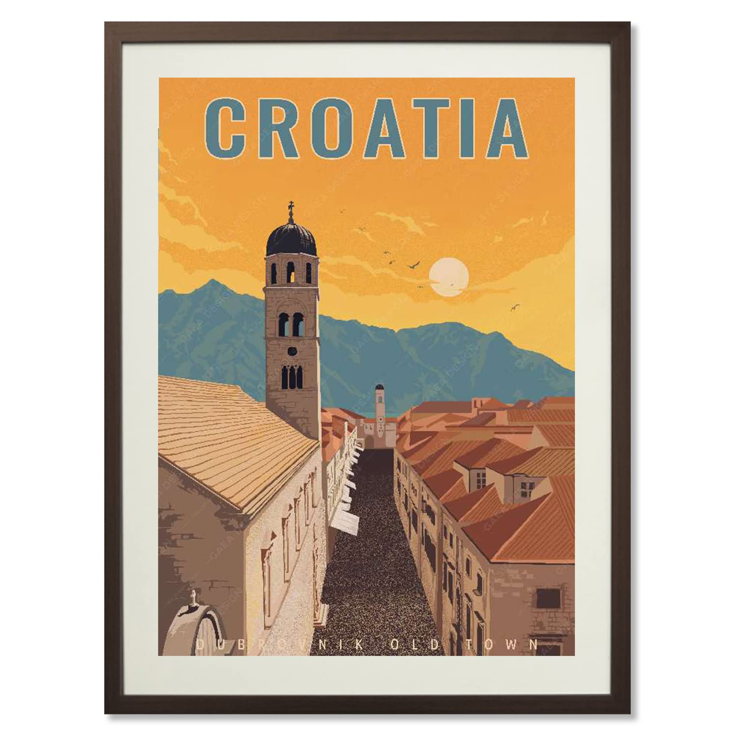 gaeaverse Croatia Dubrovnik Old Town City Landscape Travel Posters Vintage Room Decor Aesthetic Canvas Paintings for Bedroom Wall Art Home Decoration (12x18 inch)