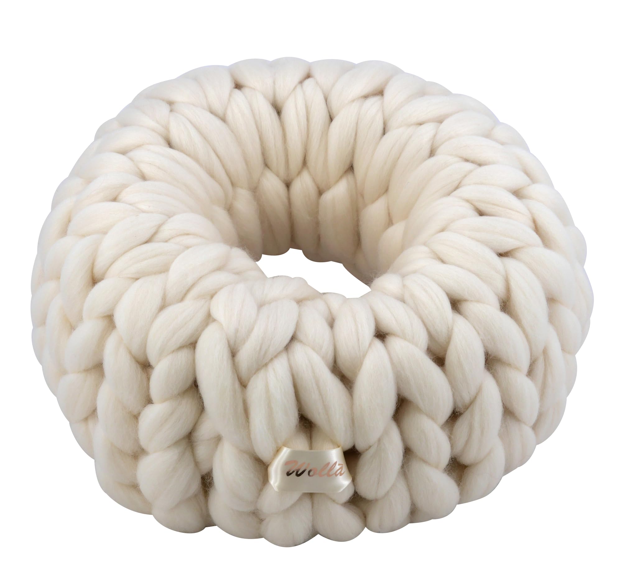 XXL Merinowolle Dekokranz Gugelhupf 40 cm - Handgefertigt in Deutschland - Feuerfest & Premium-Qualität - Trendiger Woll-Kranz für Tisch & Tür (Offwhite)