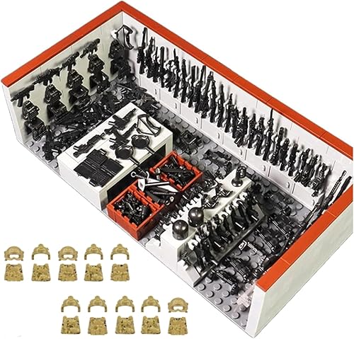 WW2 - Juego de bloques de construcción de base militar – Paquete de 520 armas del ejército con equipo SWAT, miniguns, pistolas personalizadas y 10