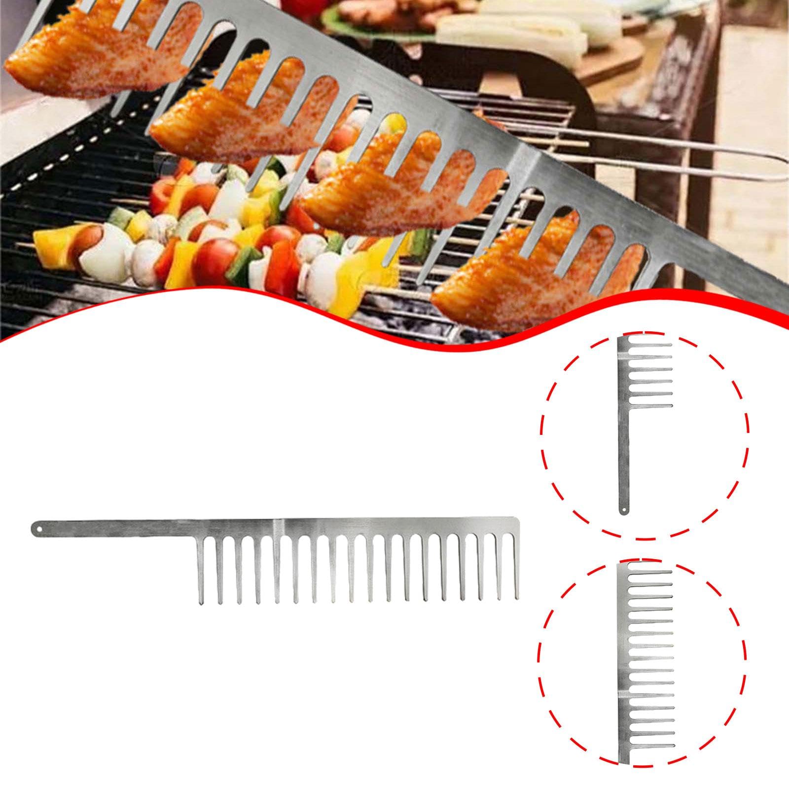 Baoblaze Kebab Skewers Comb Barbecue Skewer Grilling Fork Metal Barbecue Skewers Kebab for BBQ Grilling Vegetable Meat