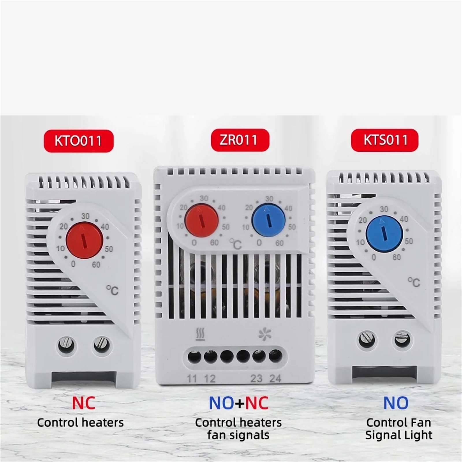 10 pz KTO011 KTS011 ZRO011 DIN rail mini termostato bimetallico compatto Regolatore di temperatura meccanico Normalmente aperto Normalmente chiuso(KTS011 Cooling)