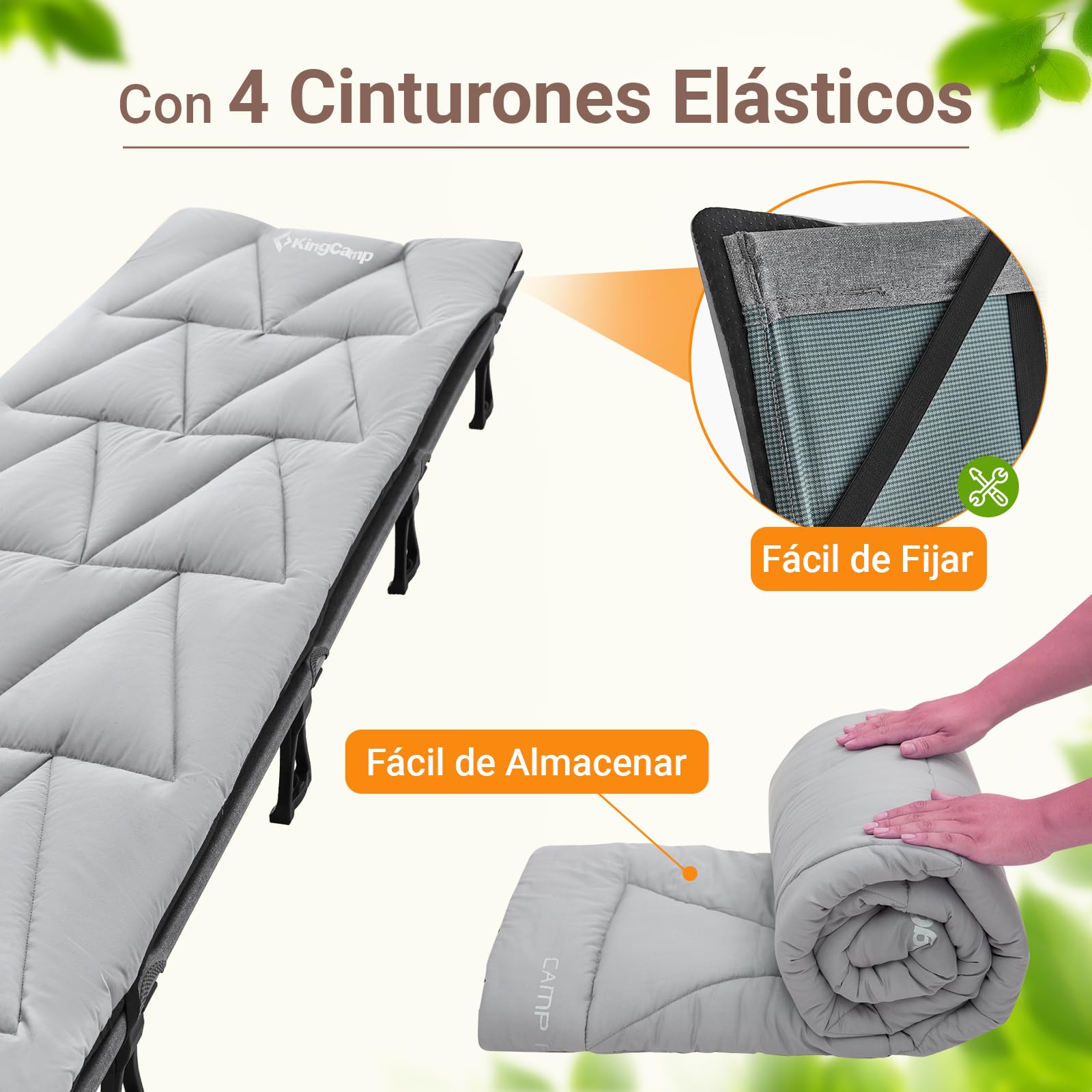 KingCamp - Cubrecolchón de algodón, súper Ligero y portátil, versátil, para Cama de Camping, Tumbona de jardín, Tumbona, también se Puede Utilizar como colchón de Dormir o Manta