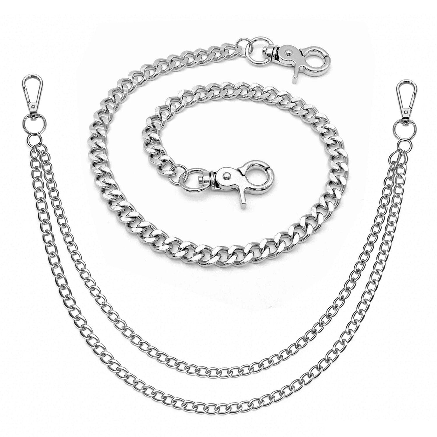 UBSIUH 2 Silver Punk Pants Chains, Personality Style Pants Chains, Rock Style Clothing Accessories, Fashion Style Pants Chains, Daily Wear Matching Pieces.