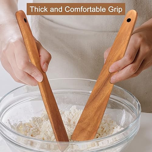 Miniatura 5 de Espátula plana de madera para utensilios de cocina, herramienta de cocina, espátulas raspadoras de madera de teca, espátulas no tóxicas, espátulas