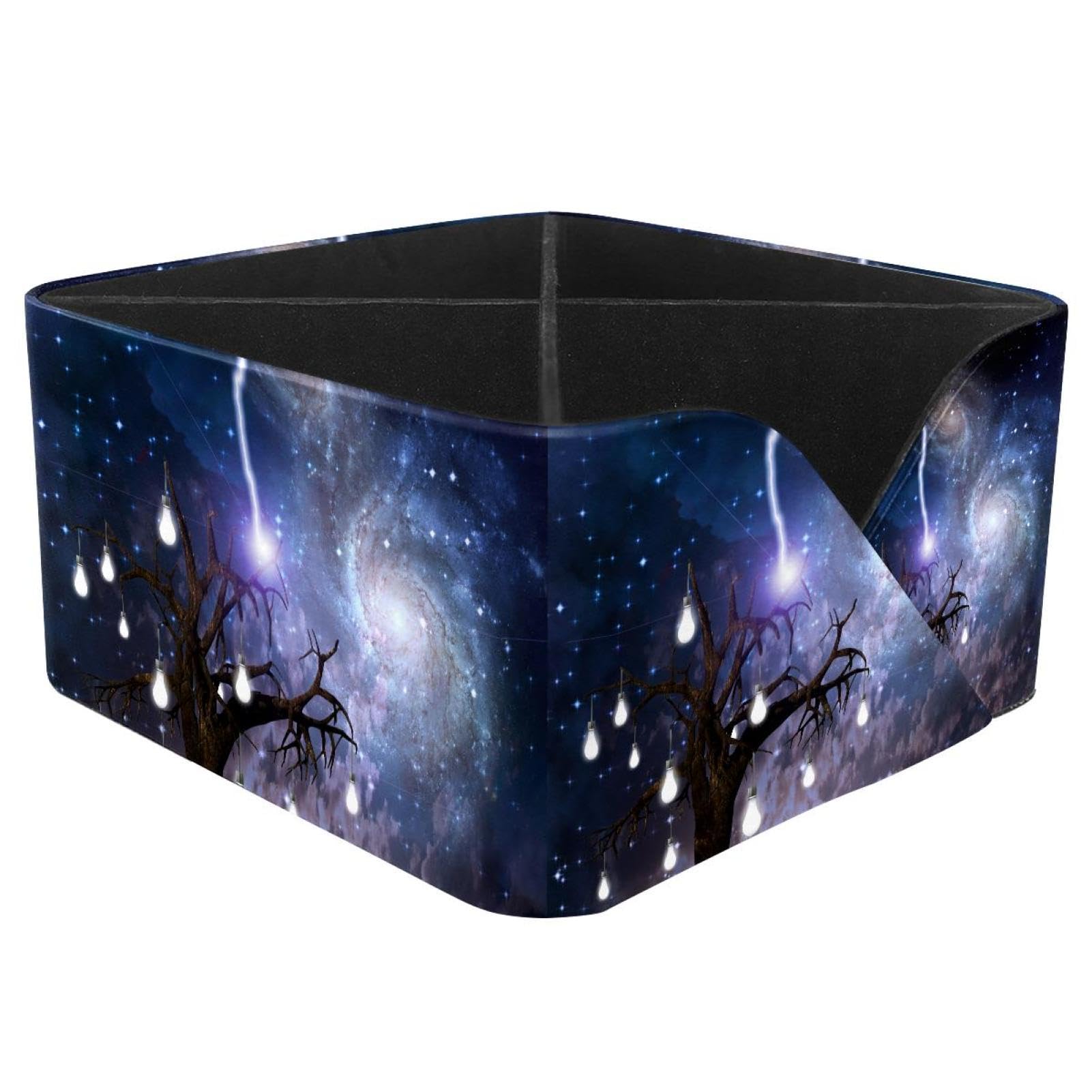 KengjuTesu Spiral Galaxy Desktop Organizer Pen Holder, Rectangular Pencil Cup for Office, Study and Makeup Stations