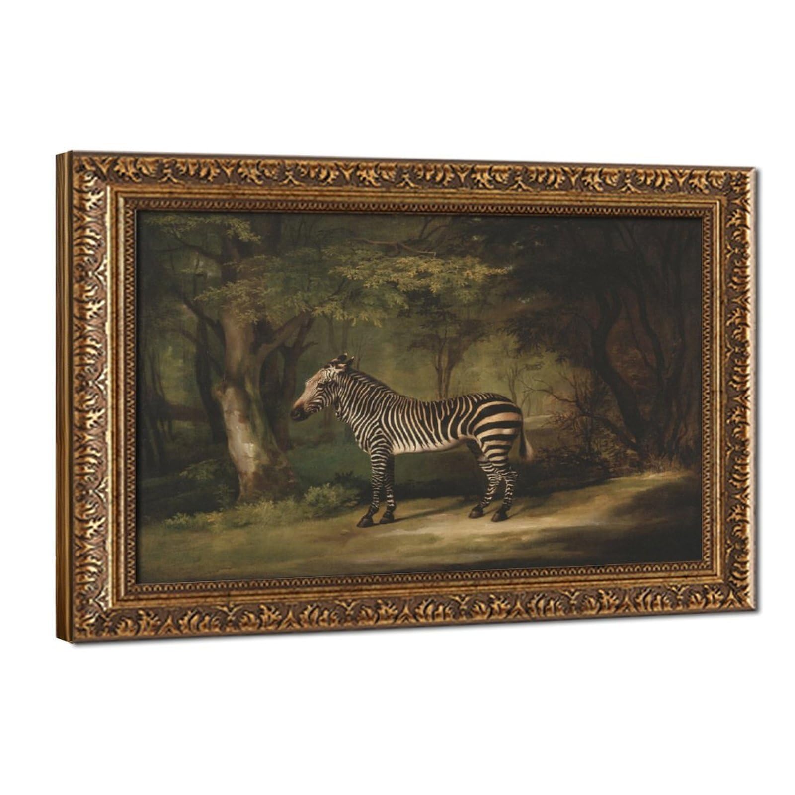 WCYB Zebra by George Stubbs 1763 Posters Prints Canvas Deco Paintings Wall Art Hangable Frame 20" L X 30" W