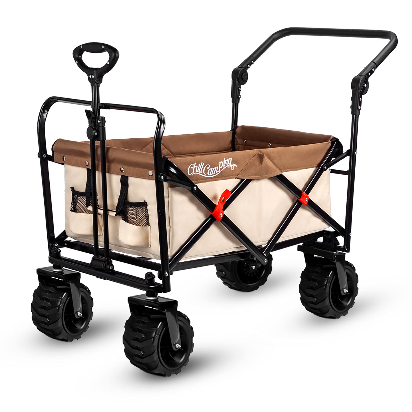 Buy Push and Pull Beach Wagon with Big Wide Rubber Wheels, All Terrain