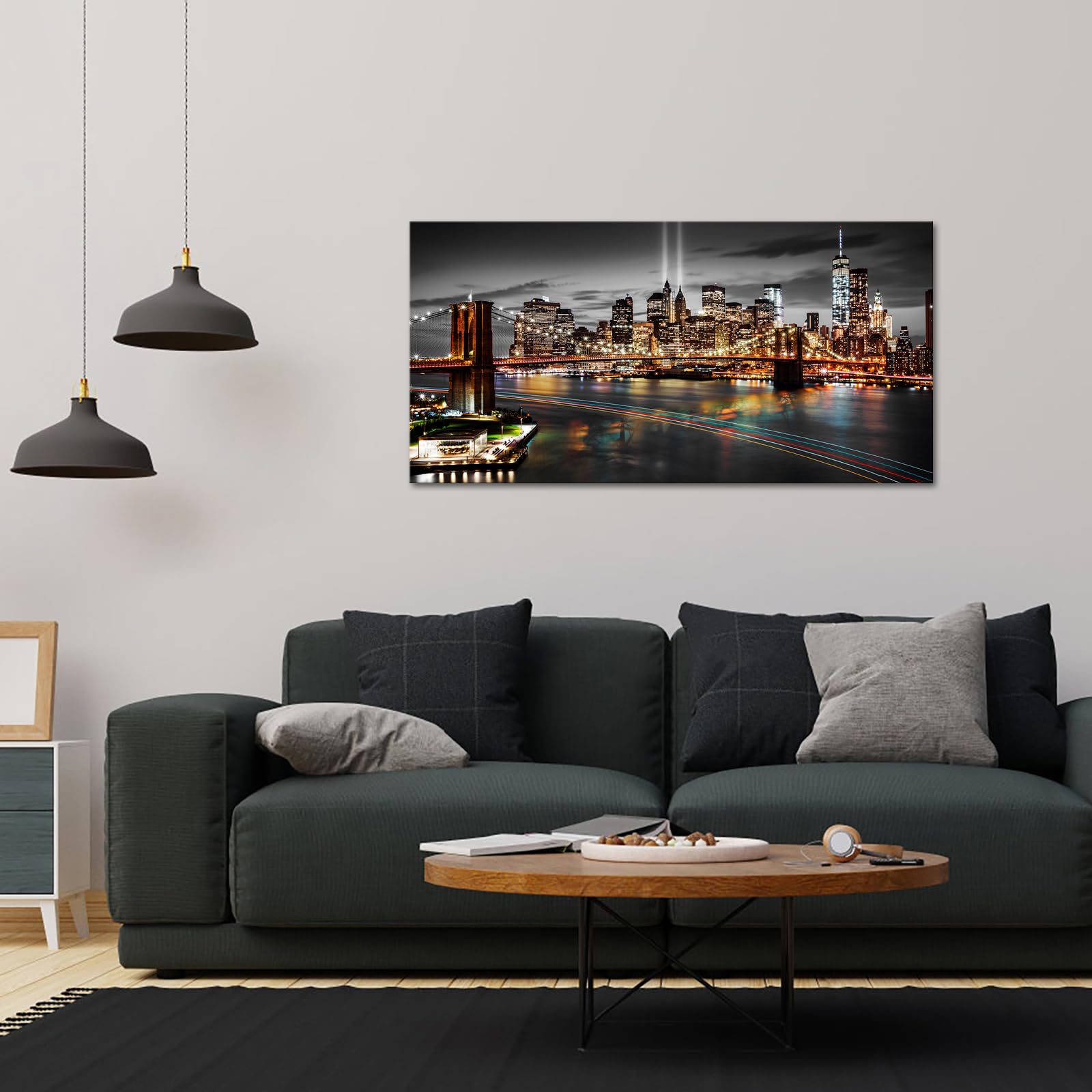 New York City Canvas Wall Art Black and White Brooklyn Bridge Print NYC ...