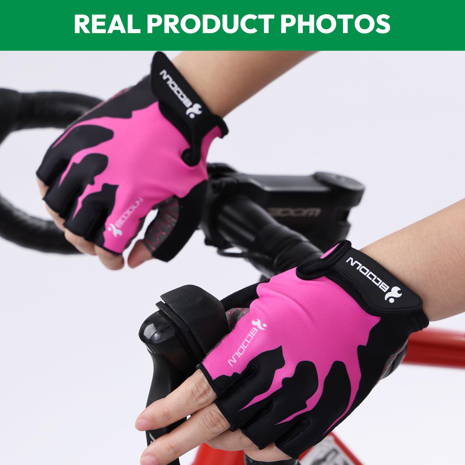 KONVINIT Gants de vélo Demi-Doigts Respirant mitaine vélo rembourrés avec poignée Anti-dérapante Unisexe pour VTT,vélo de Route,Gymnase,Crossfit,haltérophilie