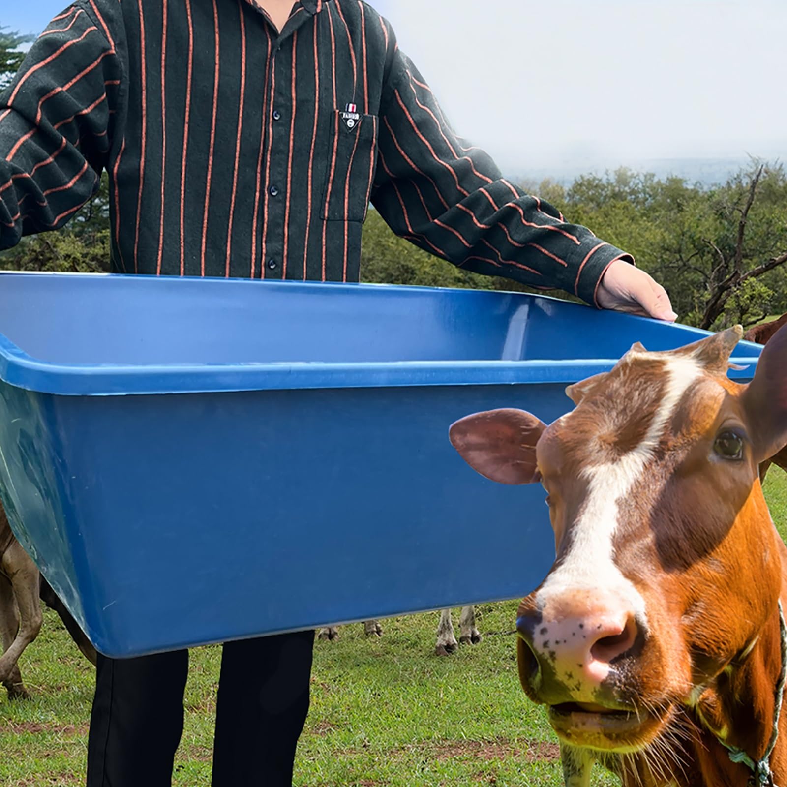 Mangiatoia anti fuoriuscita, ad alta capacità, 35 kg, design con bordo perforato per una facile pulizia in ranch o pascolo