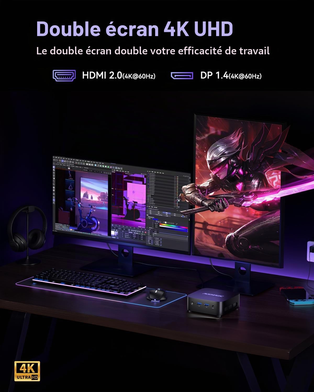 ACEMAGICIAN Vista V1 Mini PC,16 Go DDR4 1To SSD, Ιntel Alder Lake-N97(jusqu'à 3,6 GHz) Micro Ordinateur de Bureau