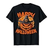 Scary Pumpkin Witch Hat Happy Halloween T-Shirt