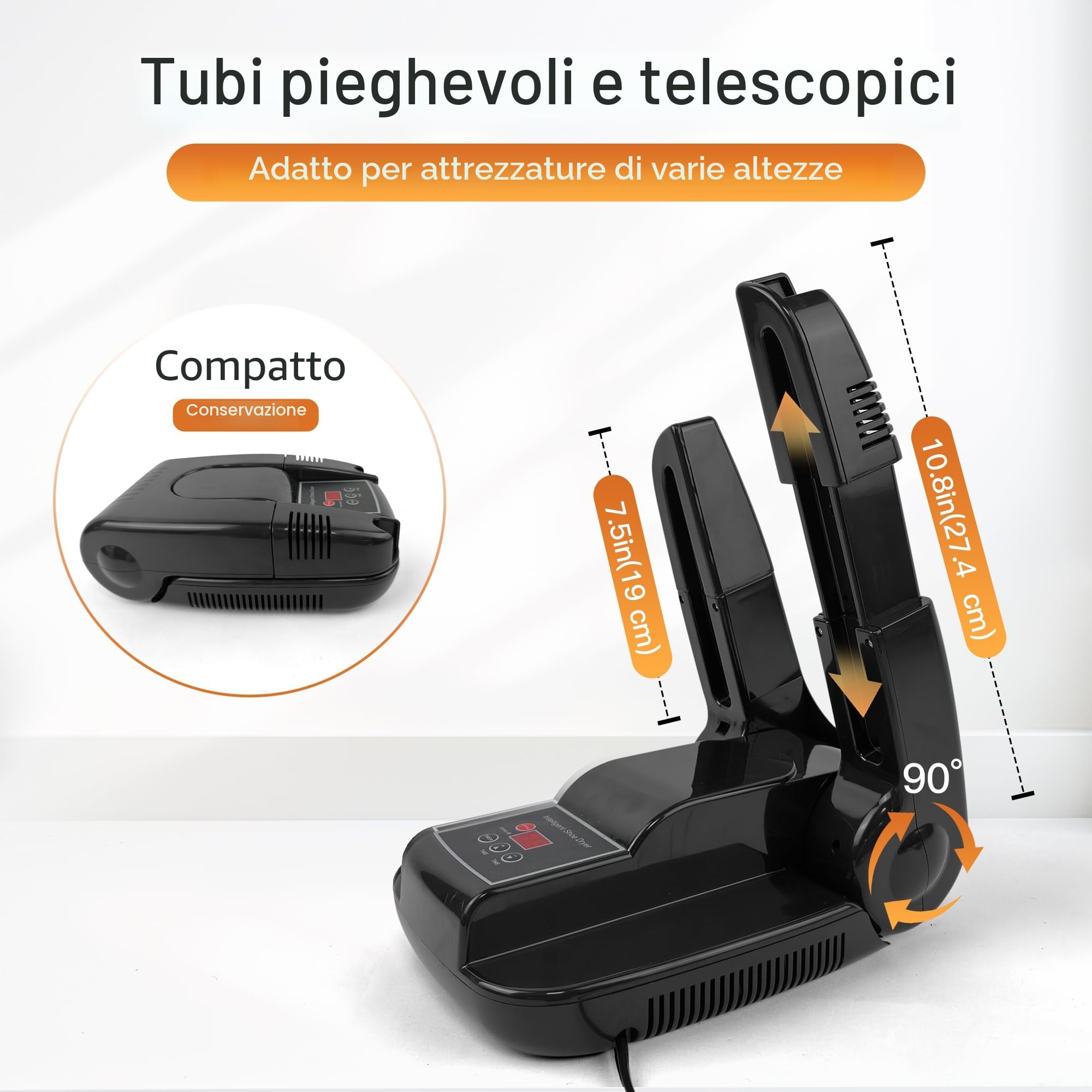 MBSM Asciuga Scarpe Elettrico Asciugascarpe con Ventilazione Asciuga Stivali Pieghevole Asciuga Scarponi in Modo Veloce con Timer per Scarpe da Calcio Scarponi da Sci Calzini Cappelli Guanti