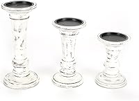 Vista 8 de Portavelas decorativo de madera hecho a mano, forma de sirena, columnas redondeadas, estilo campestre, ideal para regalo, boda, Navidad, fiesta