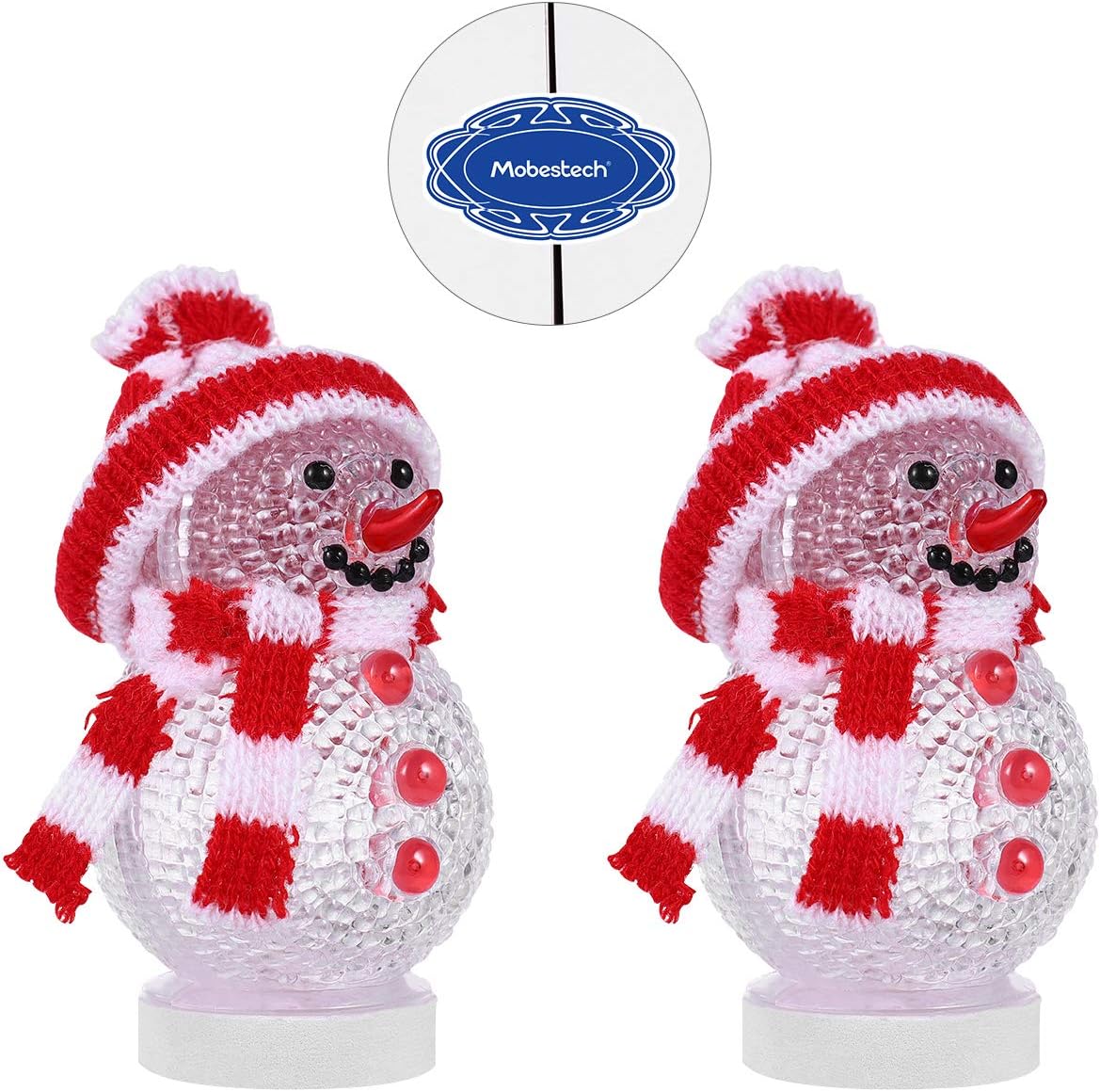 Mobestech 2pcs Christmas Lights USB Snowman Lights USB Charging Night Light Christmas Decoration for Living Room Nursery Room