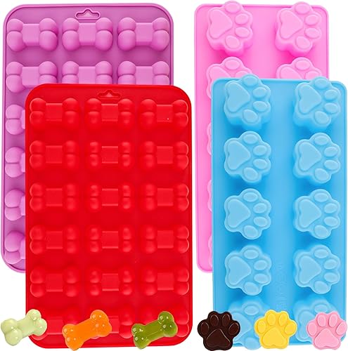 Molde de silicona de hueso de pata de perro cachorro, molde para hornear, utilizado para gelatina, dulces, chocolate, cubitos de hielo, puede